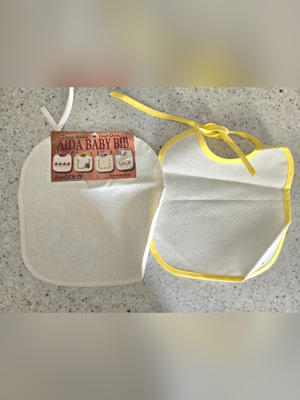 Aida Baby Bib - White with Yellow Trim